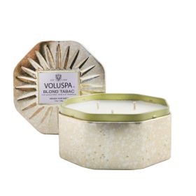 VOLUSPA - 3 Wick Octagon Tin Candle - Blond Tabac 6869  340g/12oz