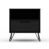 Manhattan Comfort Rockefeller 1.0 Mid-Century- Modern Nightstand with 1-Drawer in Black