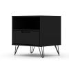 Manhattan Comfort Rockefeller 1.0 Mid-Century- Modern Nightstand with 1-Drawer in Black